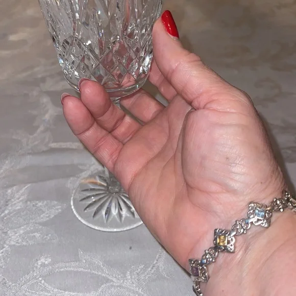 Sterling silver bracelet w/ semi precious gemstones.  7.5” with lobster clasp. - Picture 4 of 6